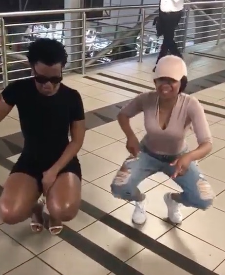 Zodwa and Dineo see who has the best moves.