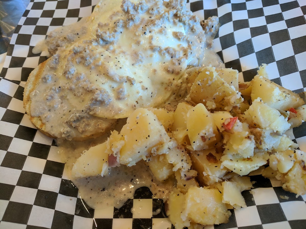 biscuits and gravy with potatoes