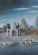 Townscape with Boats, James Mortimer, Oil on canvas