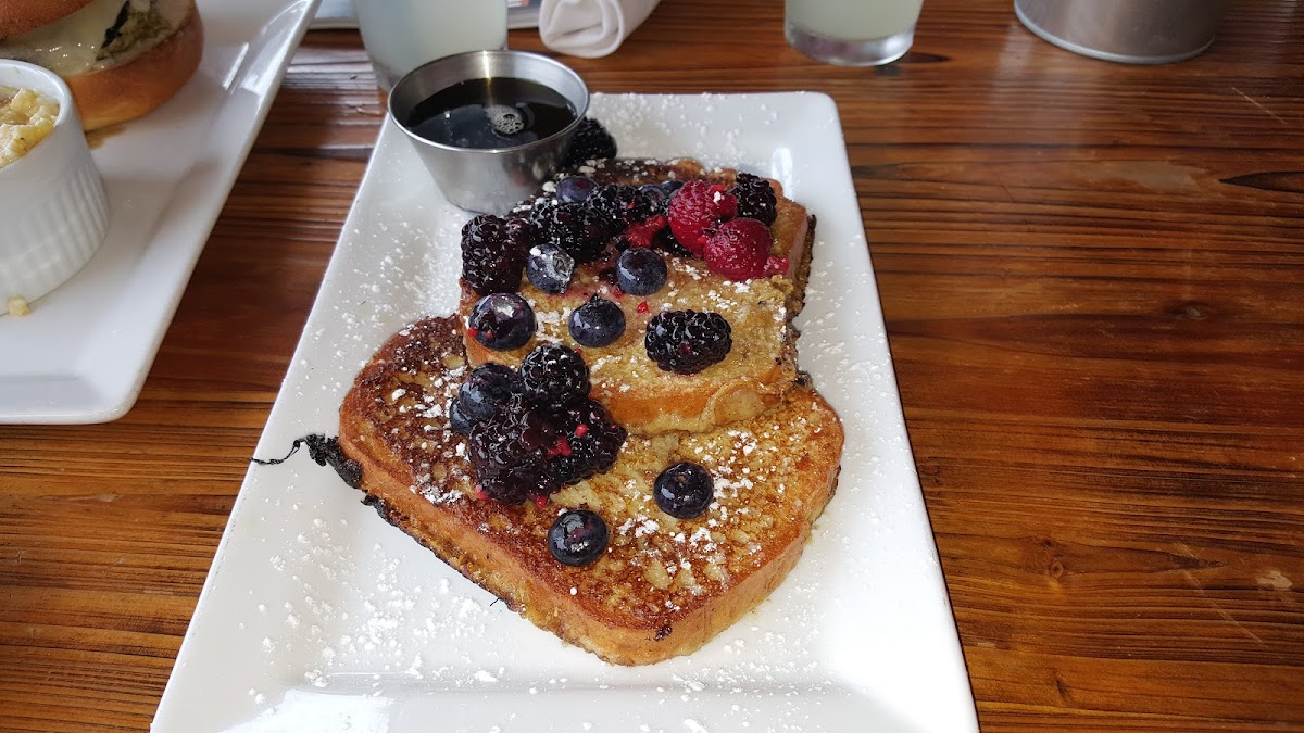 gluten free French toast! with maple syrup and fresh berries