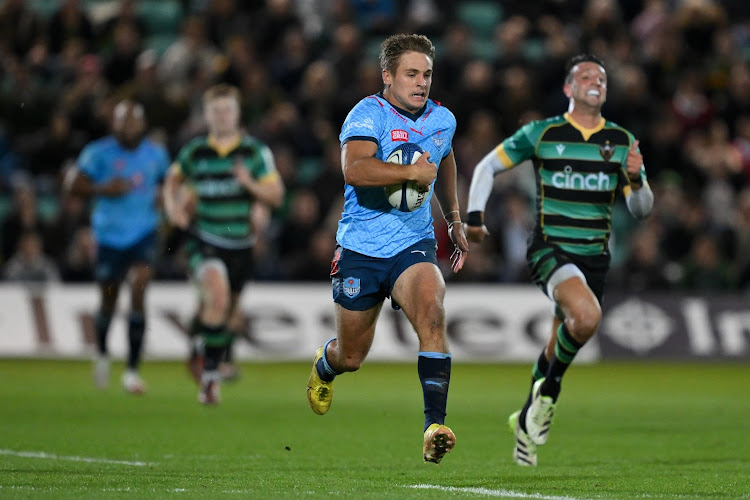 Sebastian de Klerk on his way to scoring one of the three tries by the Bulls in their Champions Cup loss to Northampton.