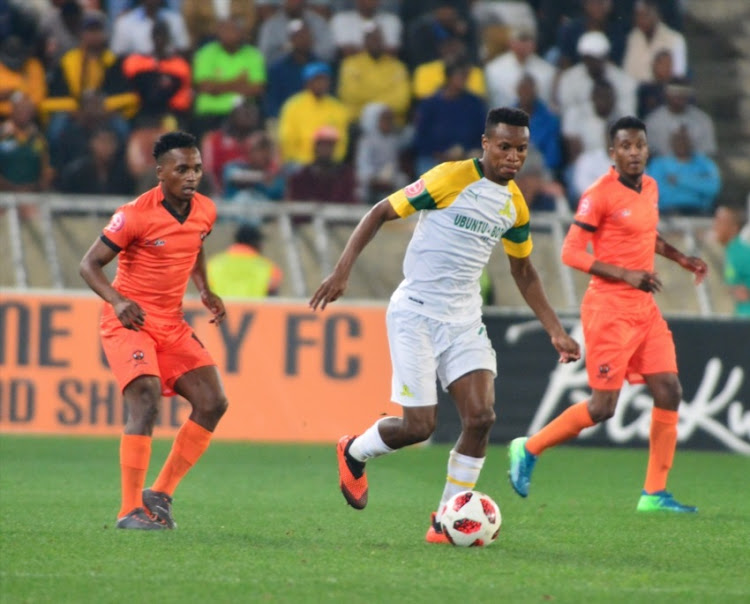Themba Zwane of Mamelodi Sundowns during the Absa Premiership match between Polokwane City and Mamelodi Sundowns at Peter Mokaba Stadium on August 07, 2018 in Polokwane, South Africa.
