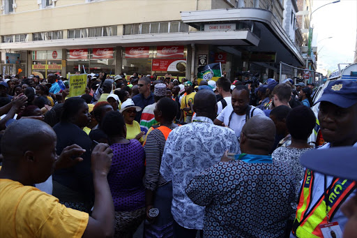 Hundreds of ANC supporters have gathered in Keizersgracht Street in Cape Town as part of the Ses'khona Peoples Rights Movement march. Picture Credit: Anthony Molyneaux, TMG Multimedia