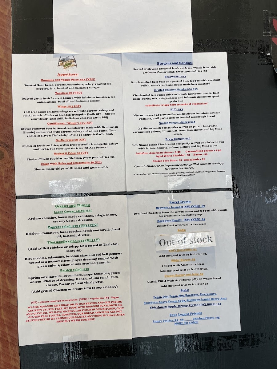 Menu as of 9/3/23