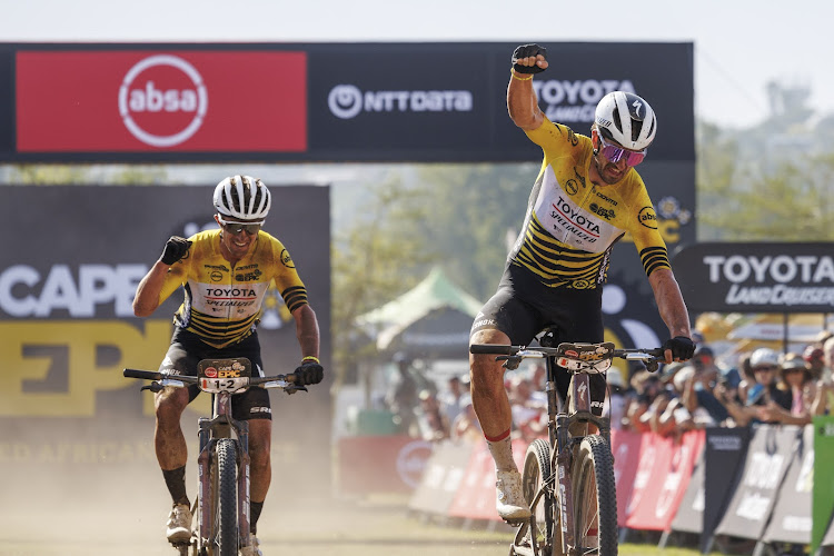 Matt Beers and Howard Grotts win Stage 5 of the Absa Cape Epic at CPUT, Wellington on March 22, 2024