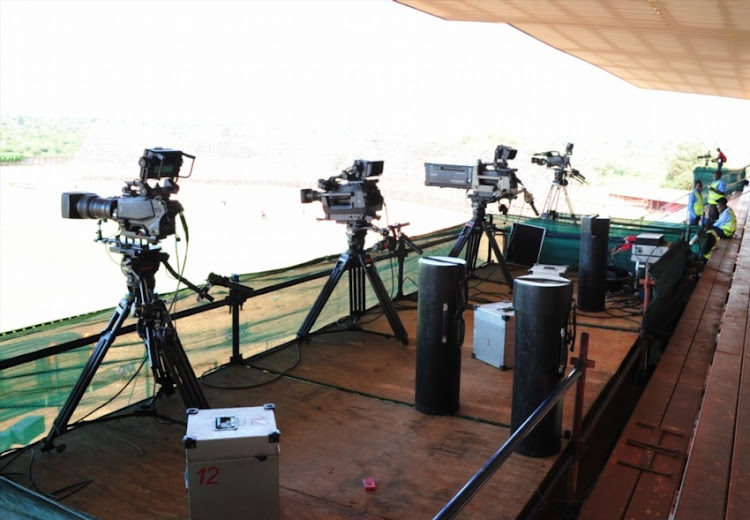 SuperSport cameras before the National First Division, Promotion and Relegation Playoff match between Black Leopards and Platinum Stars at Thohoyandou Stadium on May 16, 2018 in Thohoyandou, South Africa.