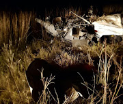 The wreckage of a helicopter which crashed in Heilbron on Friday.