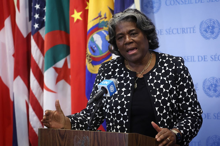 US ambassador to the UN Linda Thomas-Greenfield. The UN estimates the conflict in the Caribbean nation killed close to 5,000 people in 2023 and has driven some 300,000 from their homes. REUTERS/MIKE SEGAR