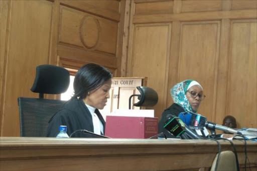 Judges Wanjiru Karanja and Jamilla Mohamed during the hearing of an appeal against the ruling that jailed striking doctors' union officials for two months, February 15, 2017. /COLLINS KWEYU