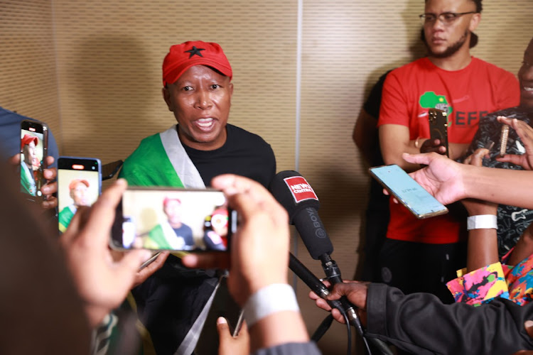 EFF leader Julius Malema at the Bafana Bafana arrival at OR Tambo International Airport on Wednesday from finishing third at the Africa Cup of Nations in Ivory Coast.