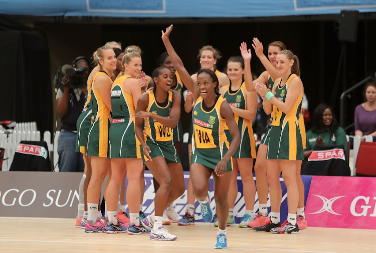 Bongi Msomi, captain of South Africa takes to court during the Netball Quad Series match between South African Proteas and England Roses at the Durban ICC on January 29, 2017 in Durban, South Africa.