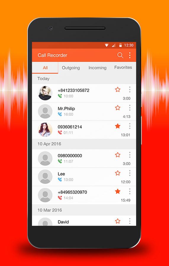 Android application Call recorder screenshort