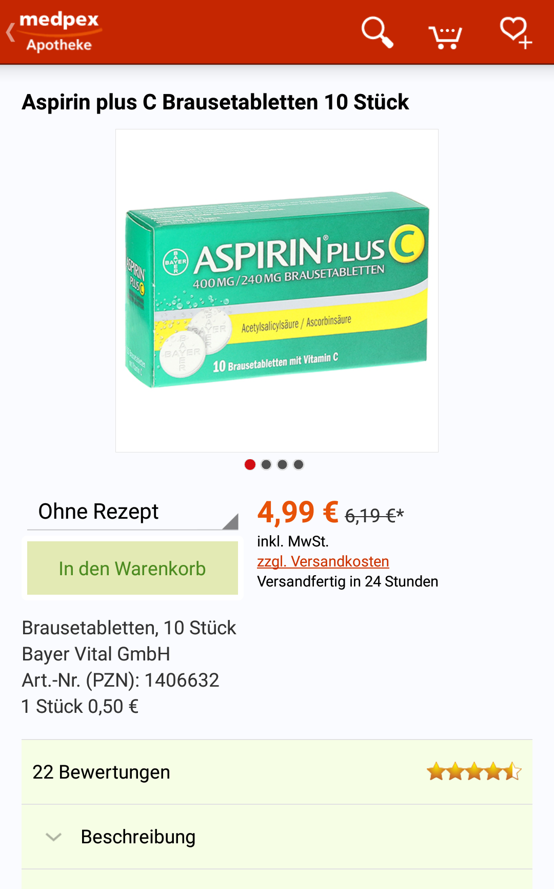 Android application medpex: Online Apotheke screenshort