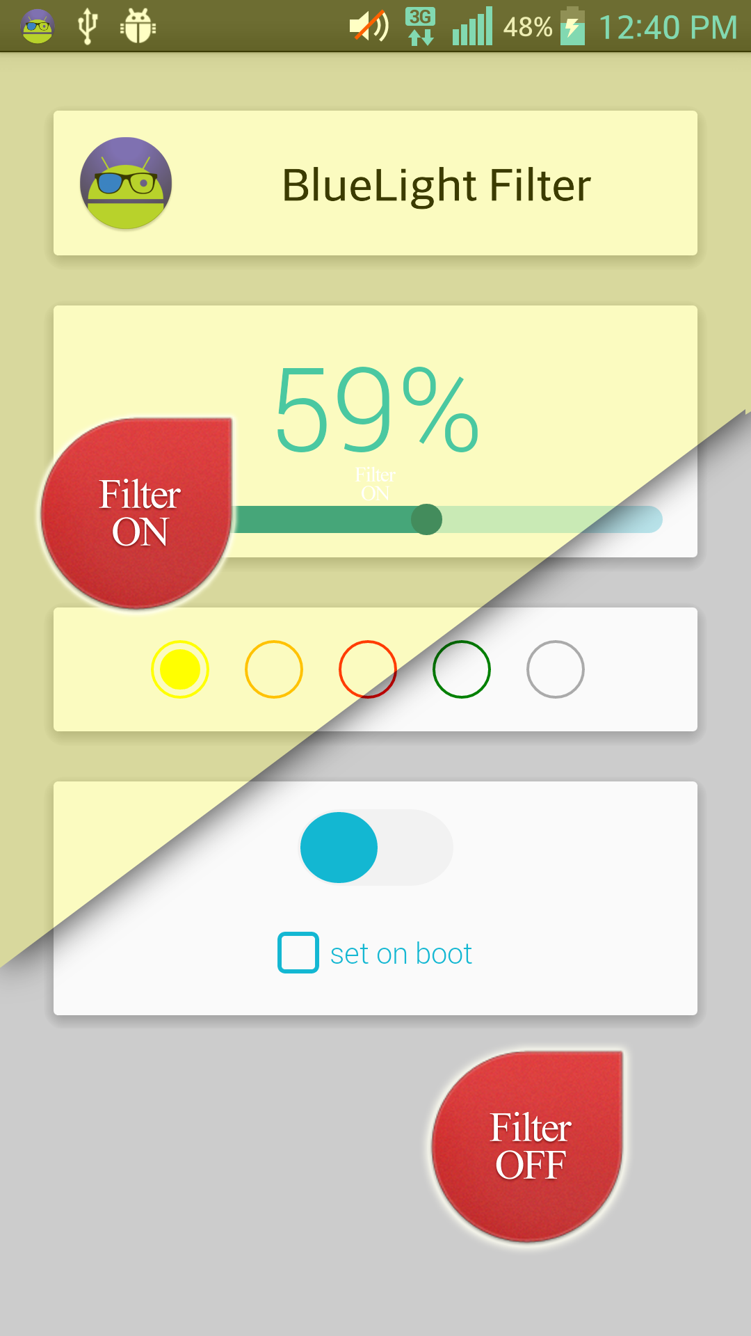 Android application BlueLight Filter screenshort