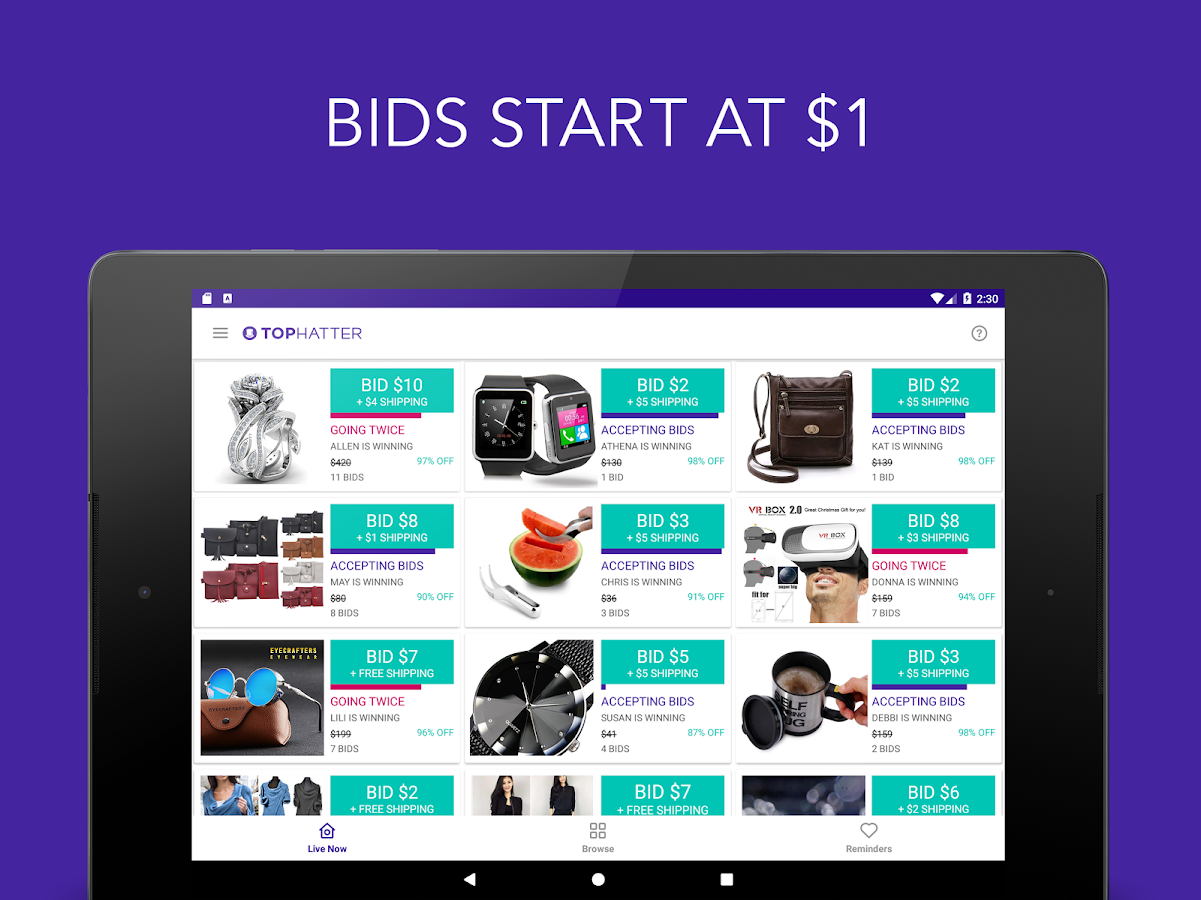 Tophatter - Shopping Deals — приложение на Android