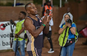 Akani Simbine after running the 200m at the grand prix meet in Johannesburg last month. 