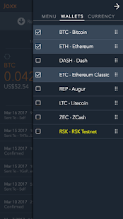 Jaxx Blockchain Wallet screenshot for Android