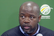 Thabang Moroe (Acting CEO of CSA) announces the postponment of the up coming Global League during the T20 Global League press conference at CSA Offices on October 10, 2017 in Johannesburg.
