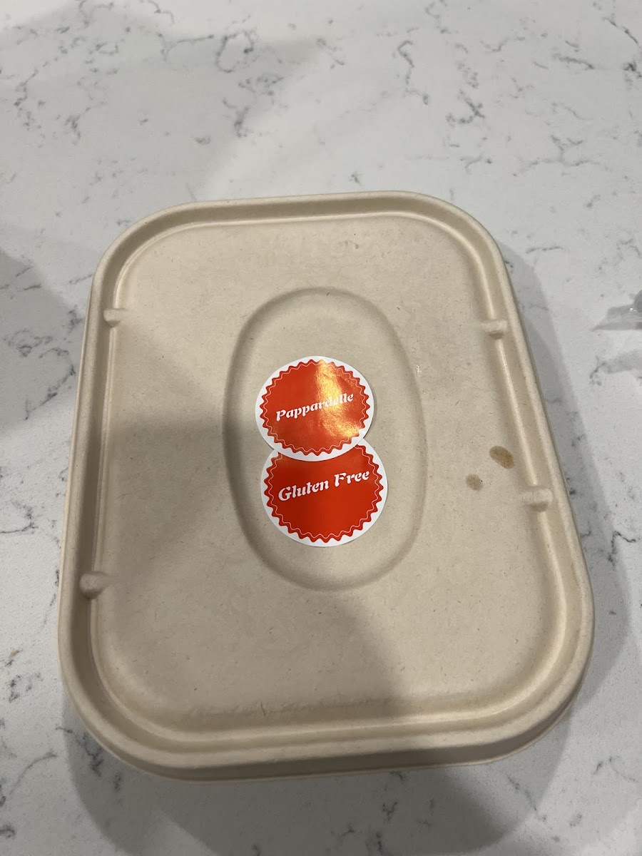 Gluten free marked with a sticker