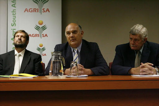 Agri SA president Johannes Moller , Theo De Jager and Andre Botha. Photo: MOHAU MOFOKENG