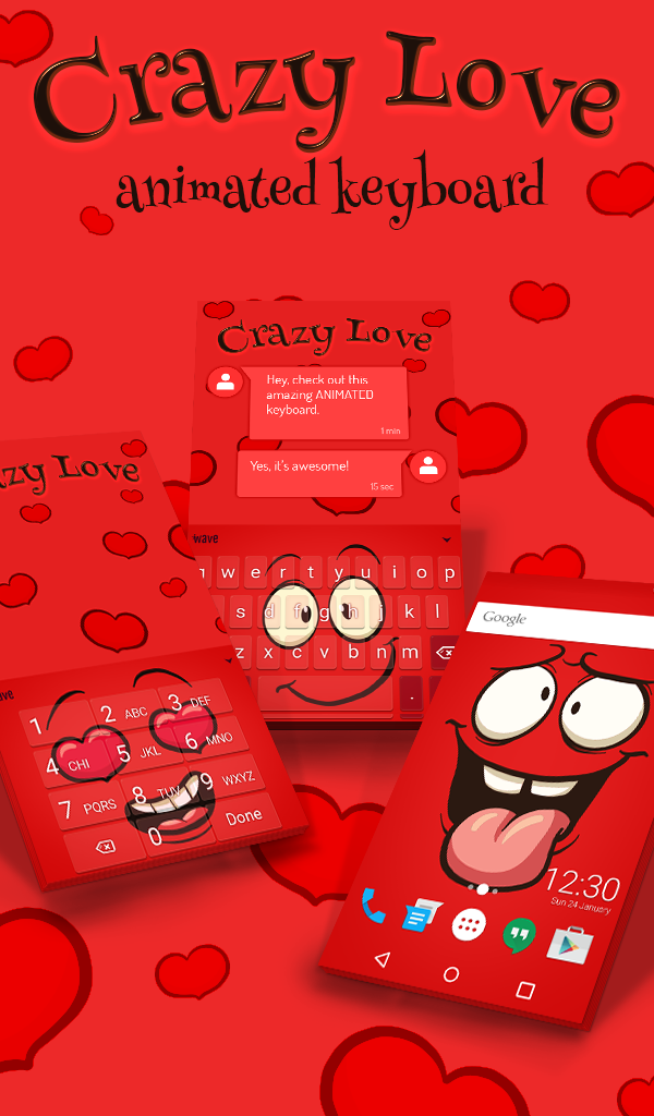 Android application Crazy Love Animated Keyboard + Live Wallpaper screenshort
