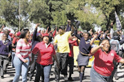 DISGRUNTLED: Teachers and pupils took to the street outside the Meadowlands magistrate's court two weeks ago.PHOTO: BAFANA MAHLANGU