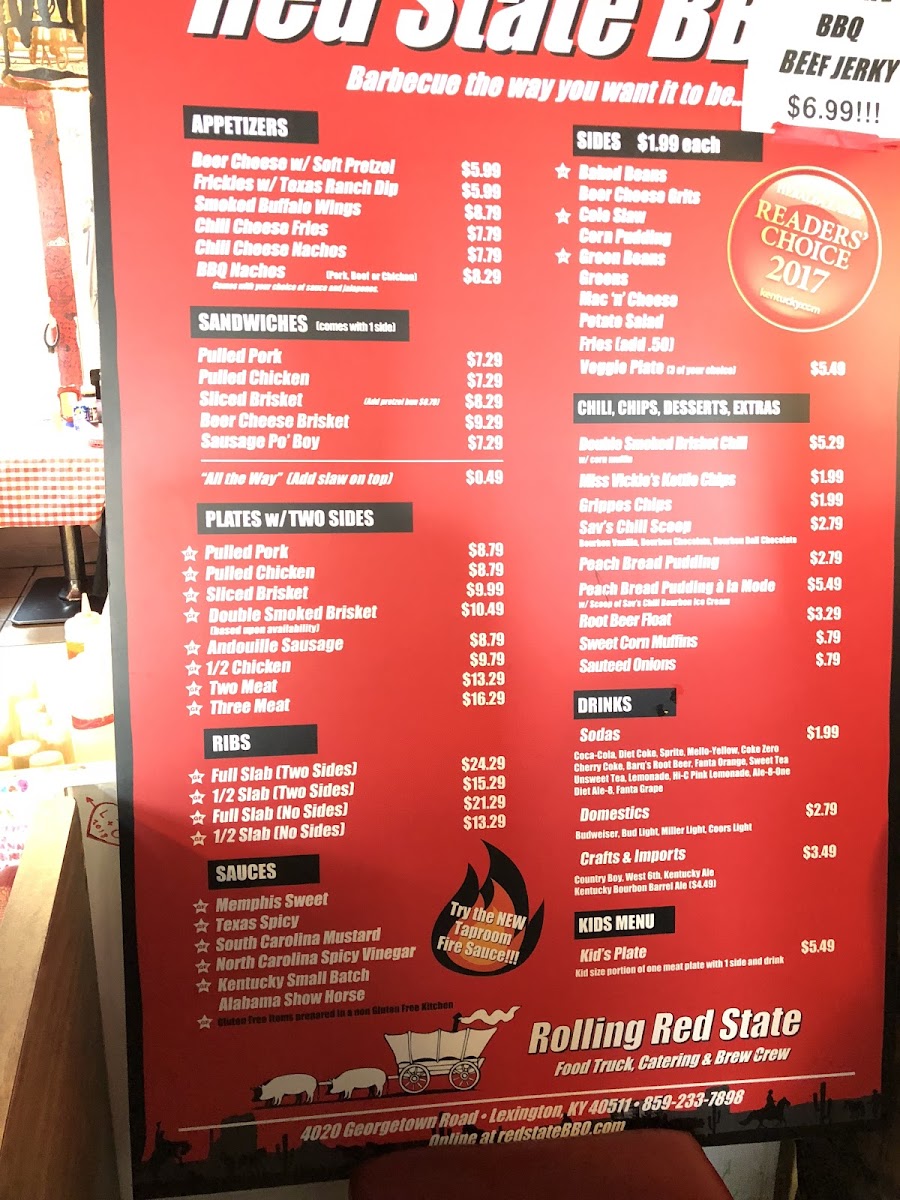 Red State BBQ gluten-free menu