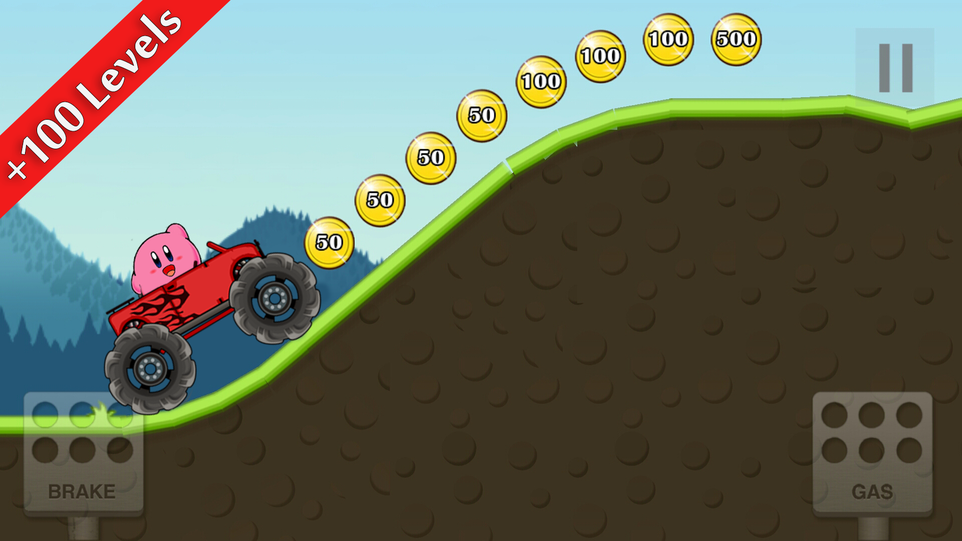Android application Hill Climb Kirby Racing screenshort
