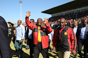 ANC president Cyril Ramaphosa and Cosatu president Sdumo Dlamini show a united front.