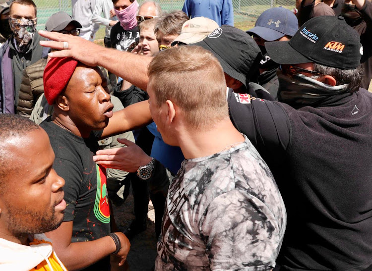 Community members confronted EFF protesters at Brackenfell High School on November 10 2020. File picture: ESA ALEXANDER/SUNDAY TIMES.