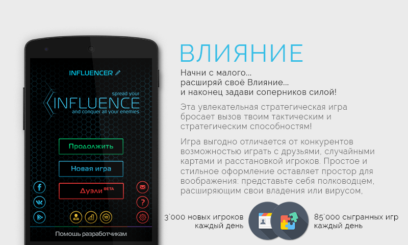 Android application Influence screenshort