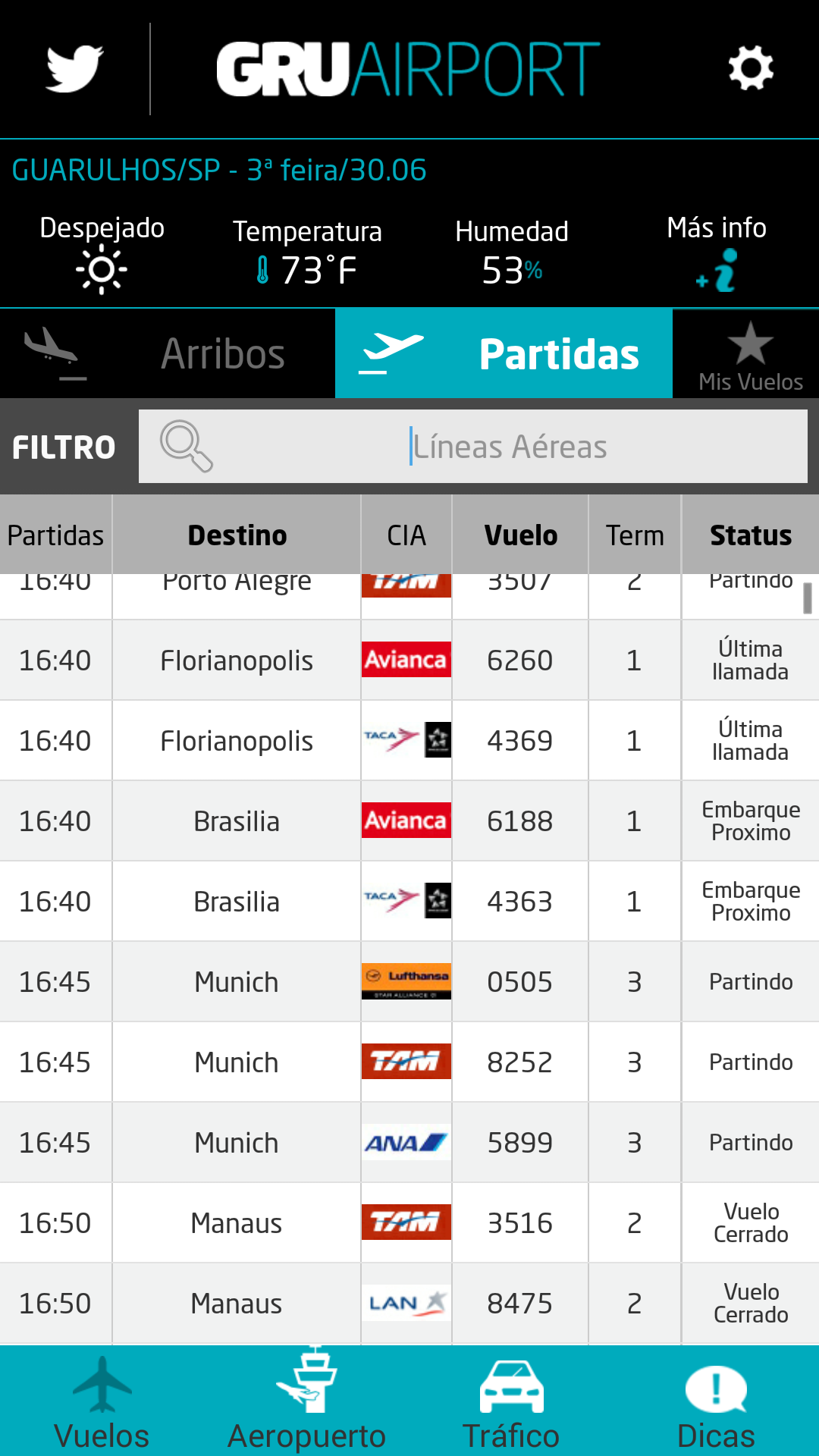 Android application GRU Airport screenshort