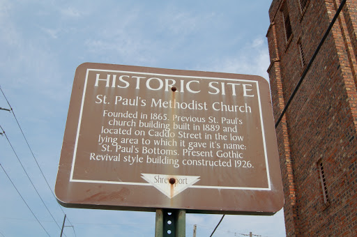   Founded 1865. Previous St. Paul's church building built 1889 and located on Caddo Street in the low lying area to it which gave it's name: St. Paul's Bottoms. Present Gothic Revival style...