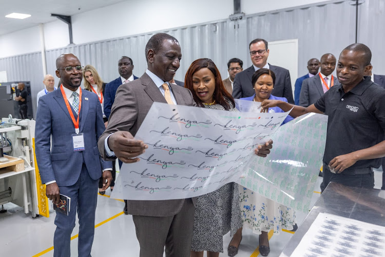 President William Ruto, Machakos Governor Wavinya Ndeti and Trade Cabinet Secretary Rebecca Miano with other leaders during the official opening of Nextgen Export Processing Zone in Mavoko, Machakos, on April 23, 2024.