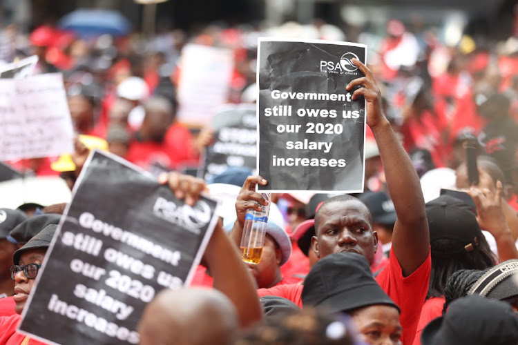 Members of the Public Servants Association marched to the National Treasury offices in Pretoria on November 10 2022 demanding a 6.5% wage increase. Picture: Thulani Mbele