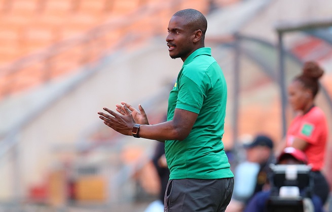 Rulani Mokwena, coach of Mamelodi Sundowns, during the DStv Premiership match against Kaizer Chiefs at FNB Stadium on October 24, 2020.