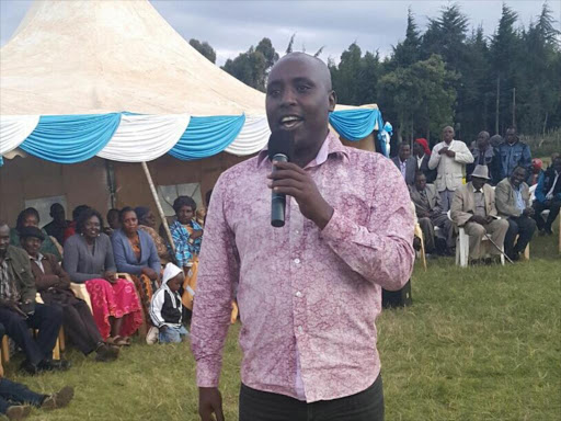 Eldoret Water boss Cornelius Chepsoi speaking at a function in Iten town