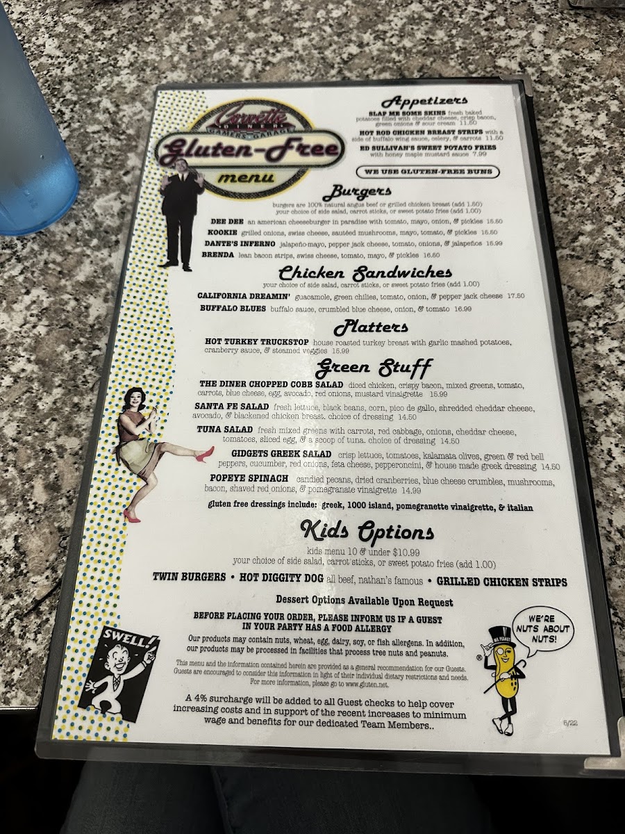 Gluten free menu