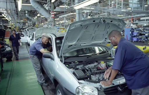 South Africa, Port Elizabeth 2004: The production line for 140 Corsa Lite vehicles at the Chrysler Plant ( Former Delta) in Port Elizabeth.