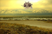 The Flying Spaghetti Monster over Salt Lake City, Utah as envisioned by an artist.
