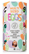 Multi sized hollow milk chocolate eggs are great for the Easter hunt.