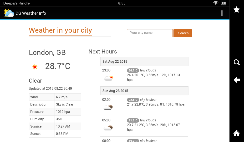 Android application DG Weather Info screenshort