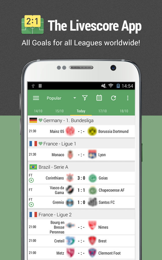 Android application All Goals - The Livescore App screenshort