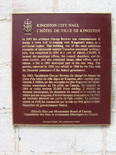 In 1843 the architect George Browne was commissioned to design a town hall in keeping with Kingston's status as a provincial capital. This building, one of the most ambitious examples of...
