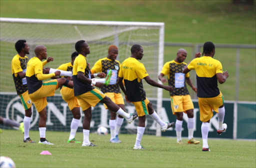 Baroka FC warms up during the Nedbank Cup, Last 16 match between Golden Arrows and Baroka FC at Chatsworth Stadium on April 03, 2016 in Durban, South Africa. Picture credits: Gallo Images