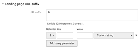 Landing page URL suffix settings in DCM