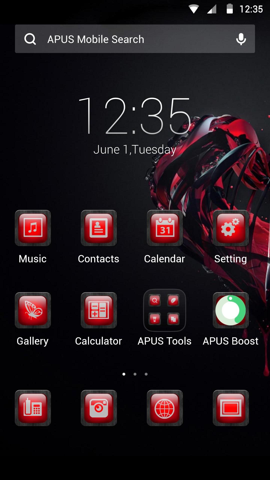 Android application Enthusiastic red APUS theme screenshort
