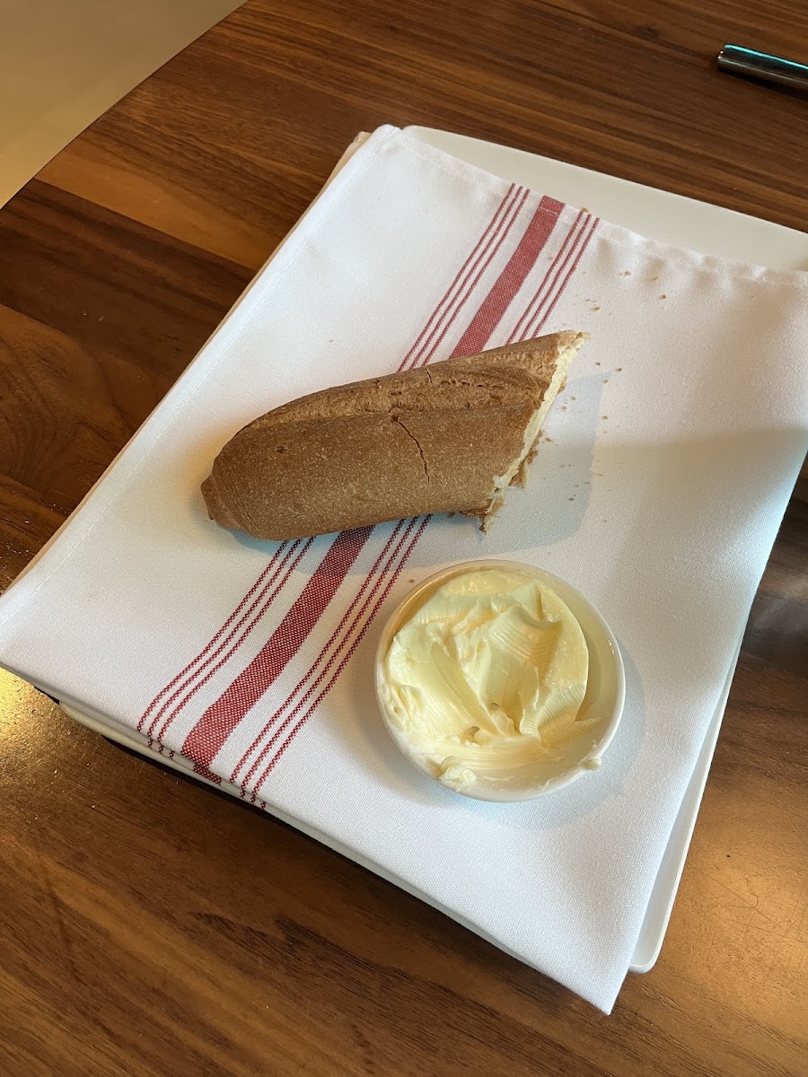 Gluten free baguette and salted butter