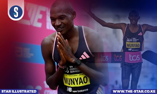 Kenya’s Alexander Mutiso held off distance-running great Kenenisa Bekele to win the men’s ...