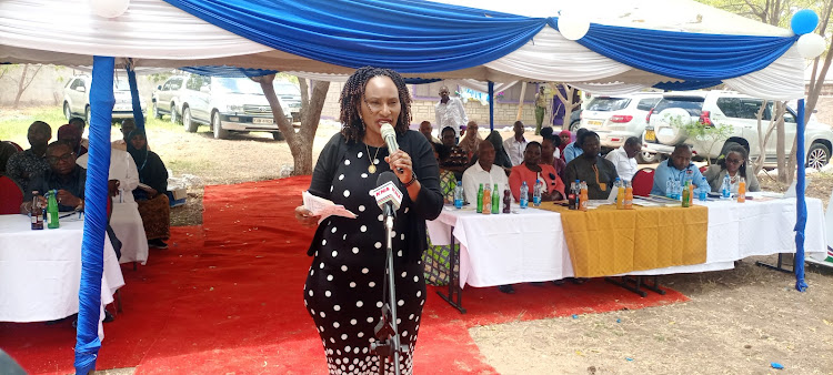 CAJ chairperson Florence Kajuju speaking in Garissa on Saturday.